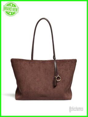 Slouchy Work Tote Bag Lightweight Faux Suede Purse Large Handbag